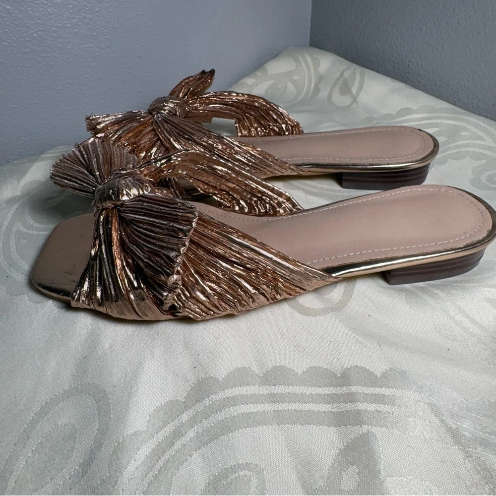 Journee Collection Metallic Bow Sandals